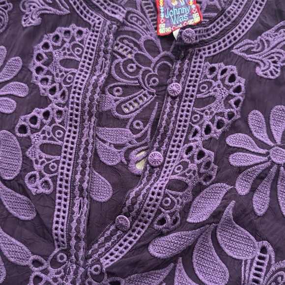 Johnny Was Elida heavily embroidered crocheted blouse NWT RARE XS - Picture 9 of 11